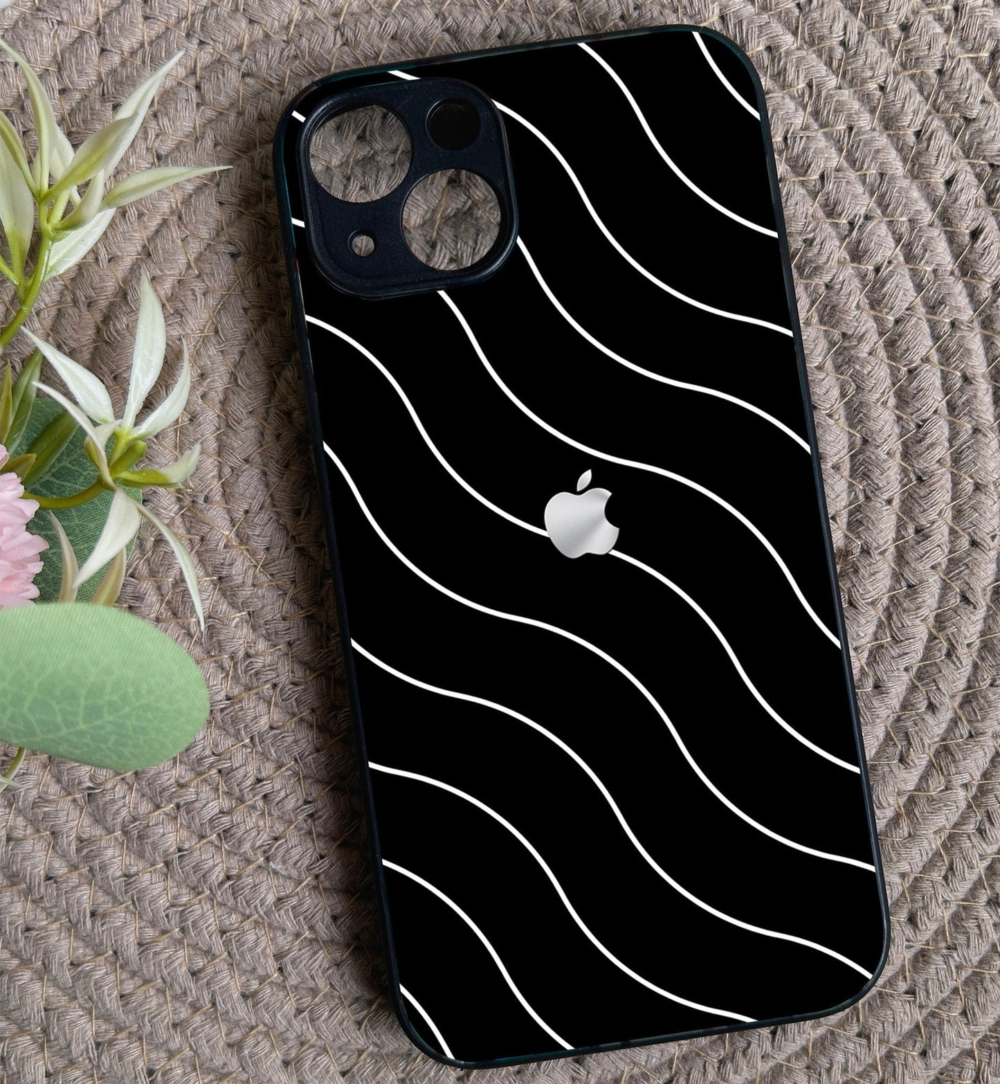 Black Curvio Metal Back Case for Apple Iphone 15