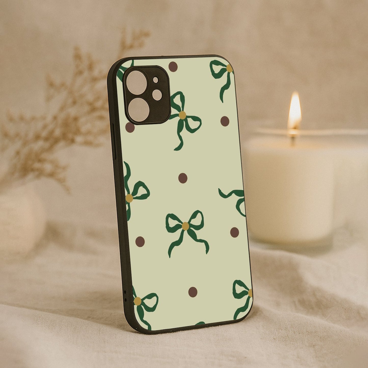 Matcha Bow Metal Back Case for Apple Iphone 12