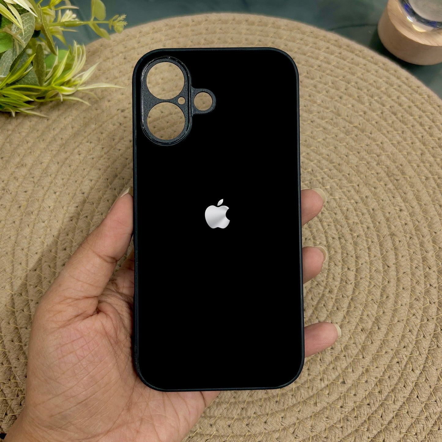 Black Metal Back Case for Apple Iphone 16