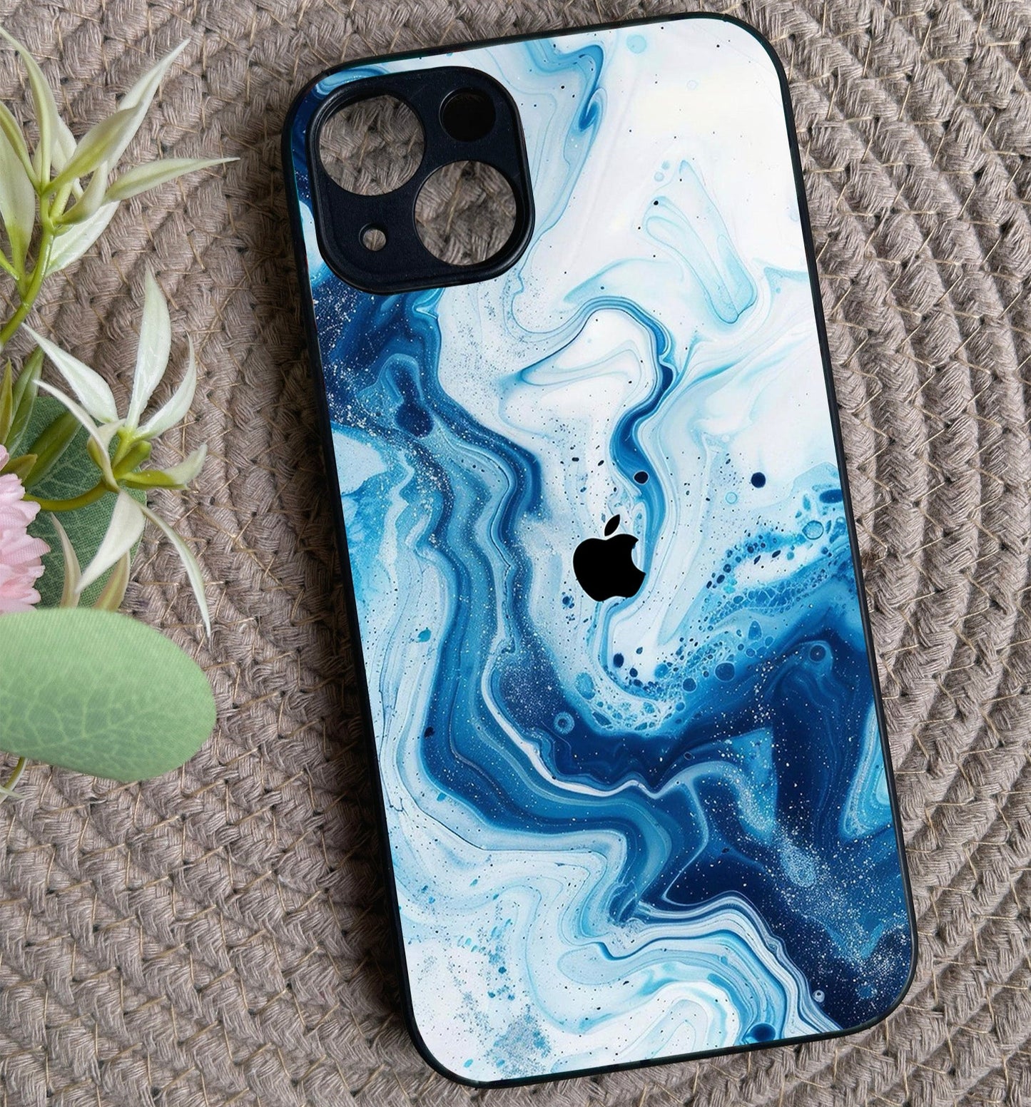 Glacier Wave Glossy Metal Back Case for Apple Iphone 13