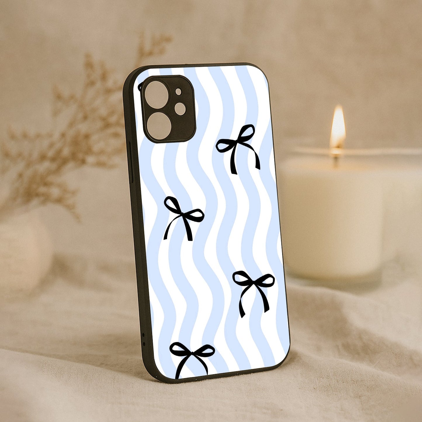 Wave Bow Metal Back Case for Apple Iphone 12