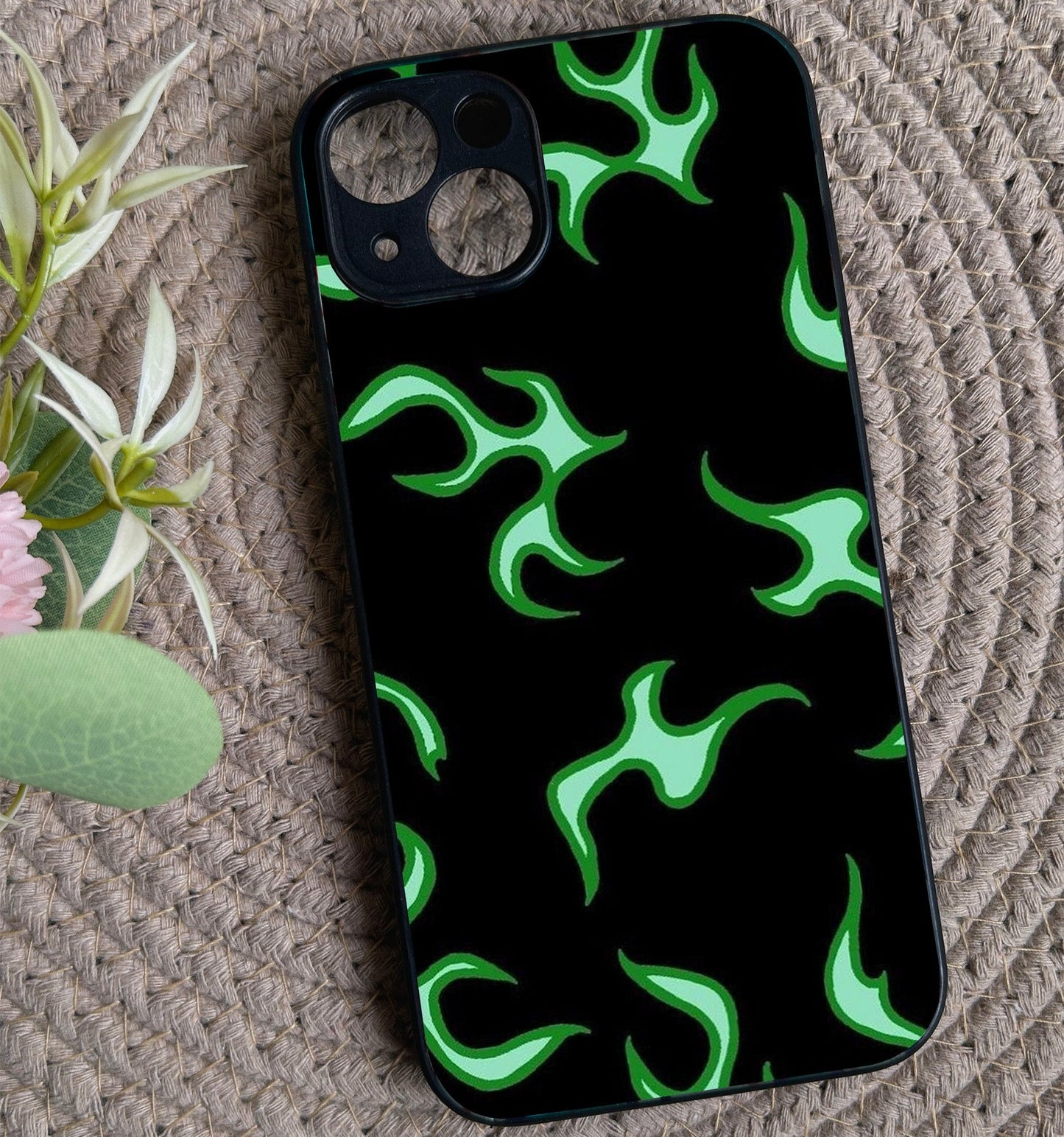 Neon Fire Glossy Metal Back Case for Apple Iphone 13