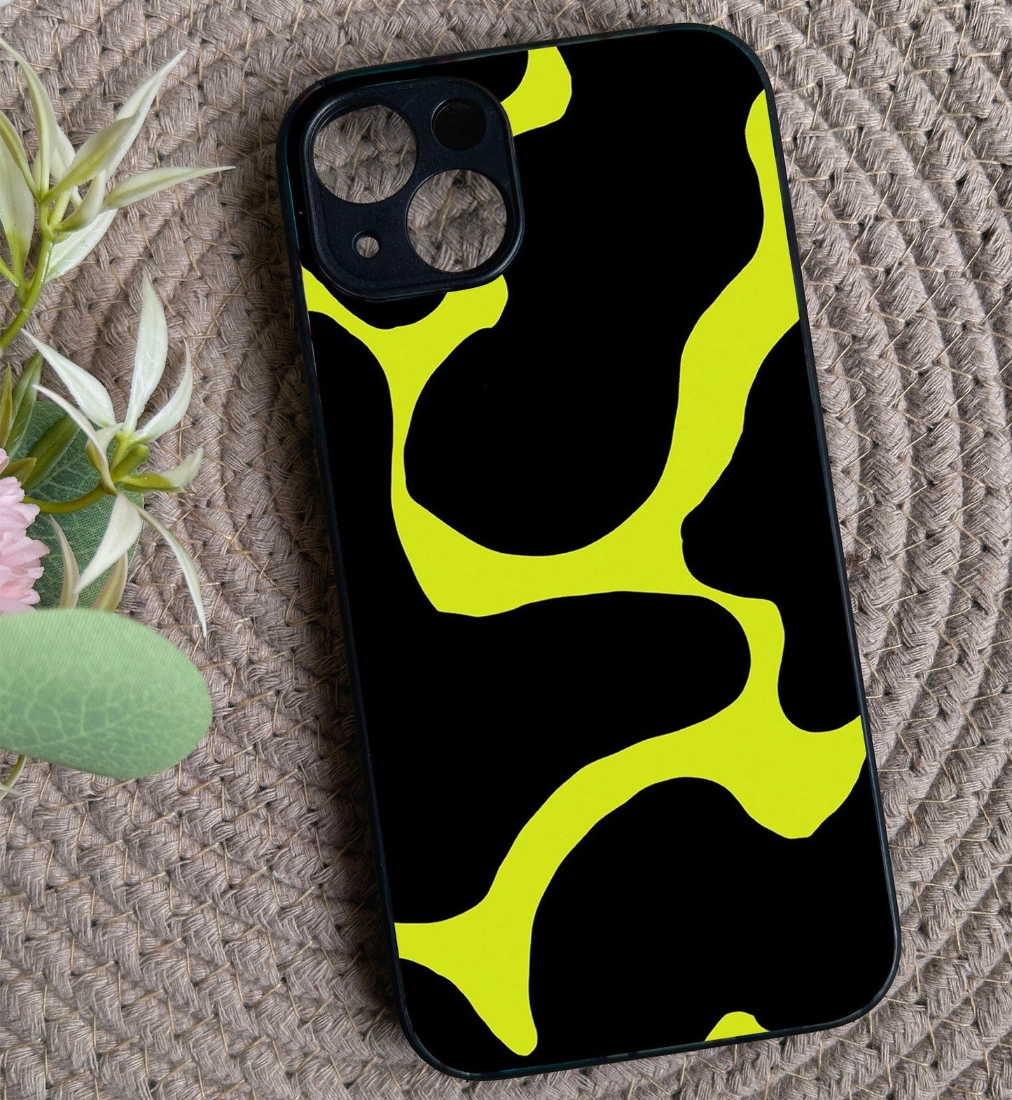 Lime Pulse Glossy Metal Back Case for Apple Iphone 14