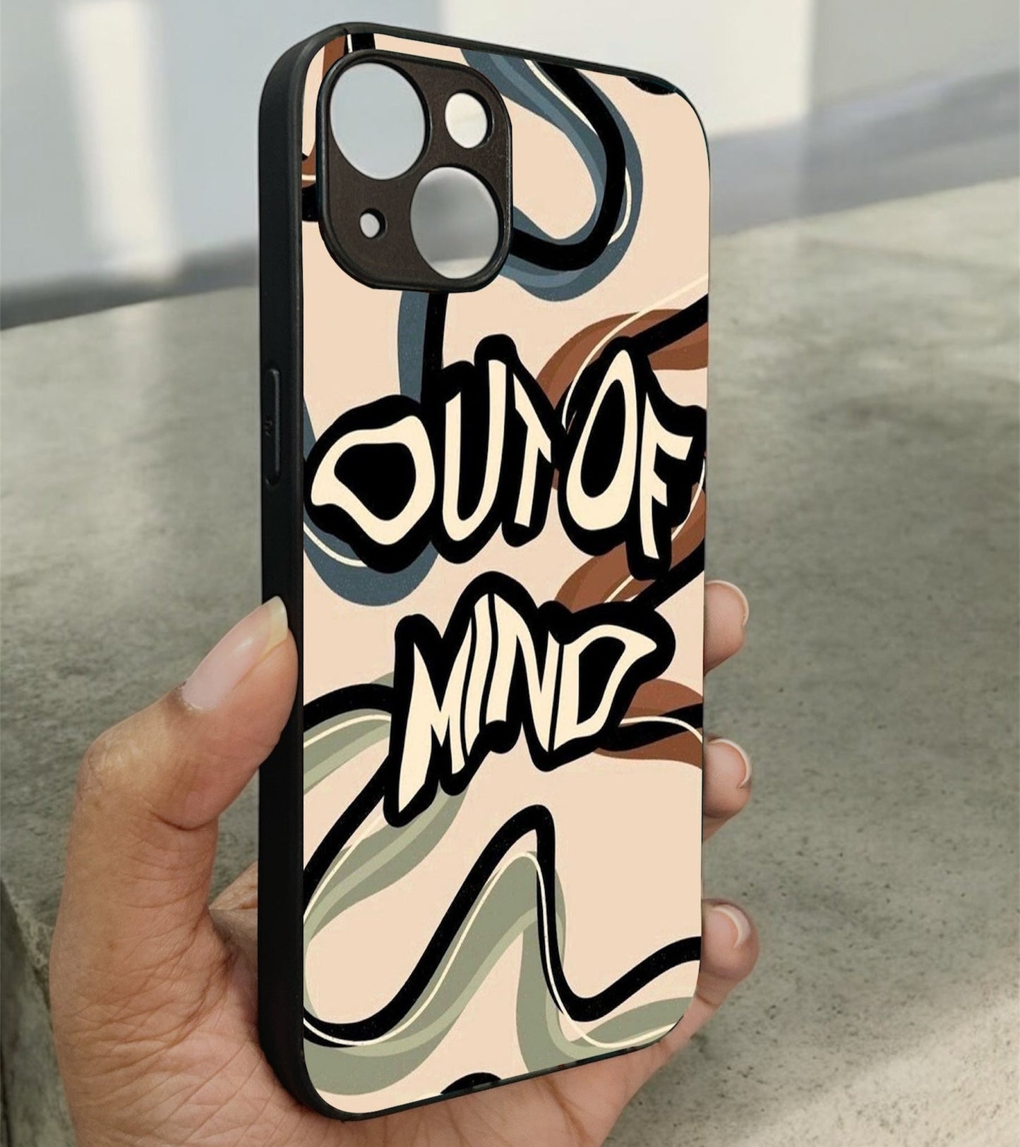 Out Of Mind' Glossy Metal Back Case for Apple Iphone 15 Plus
