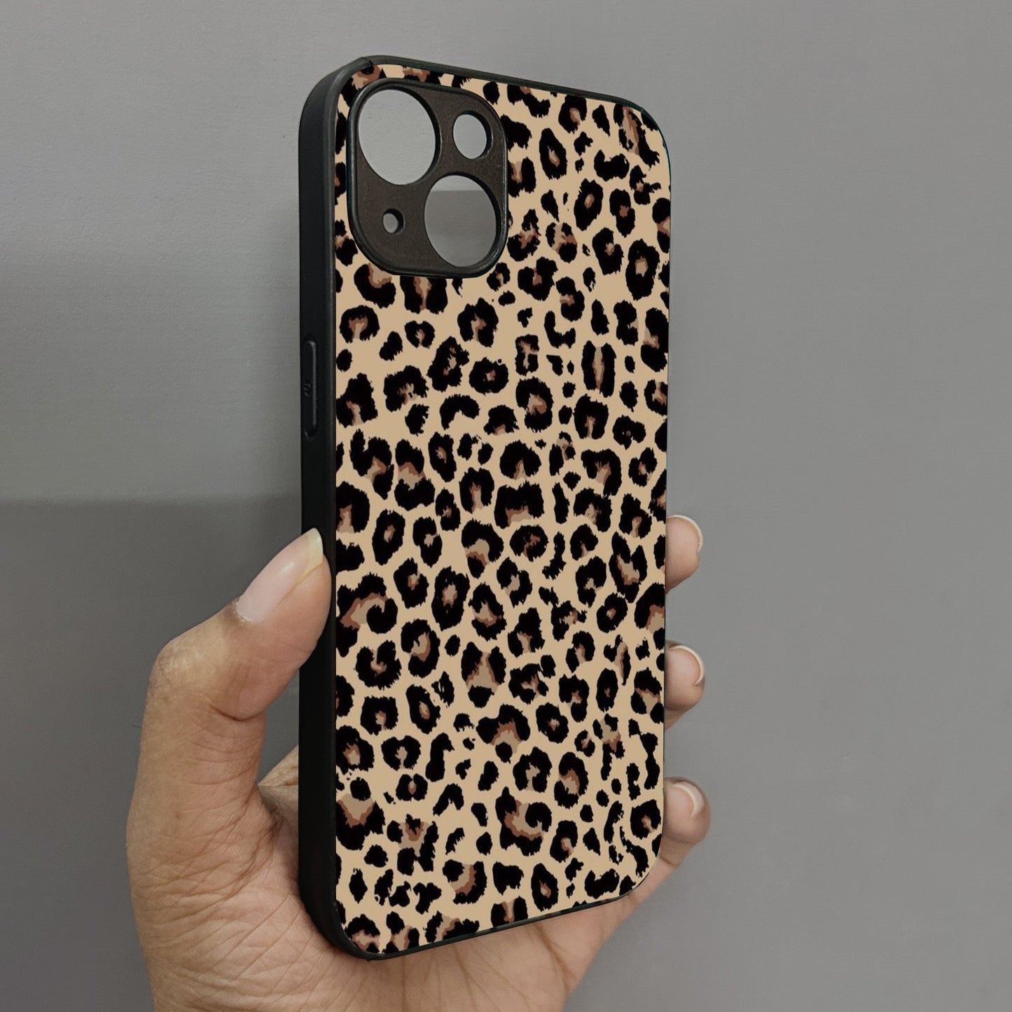 Cheetah Print Metal Back Case for Apple Iphone 13