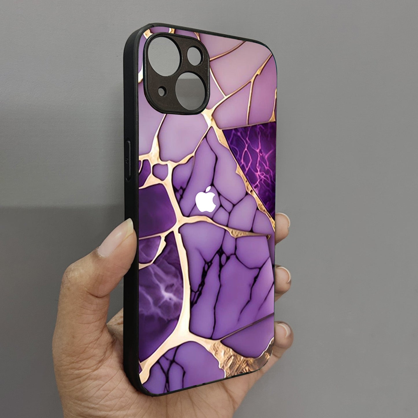 Violet Shatter Metal Back Case for Apple Iphone 15 Plus