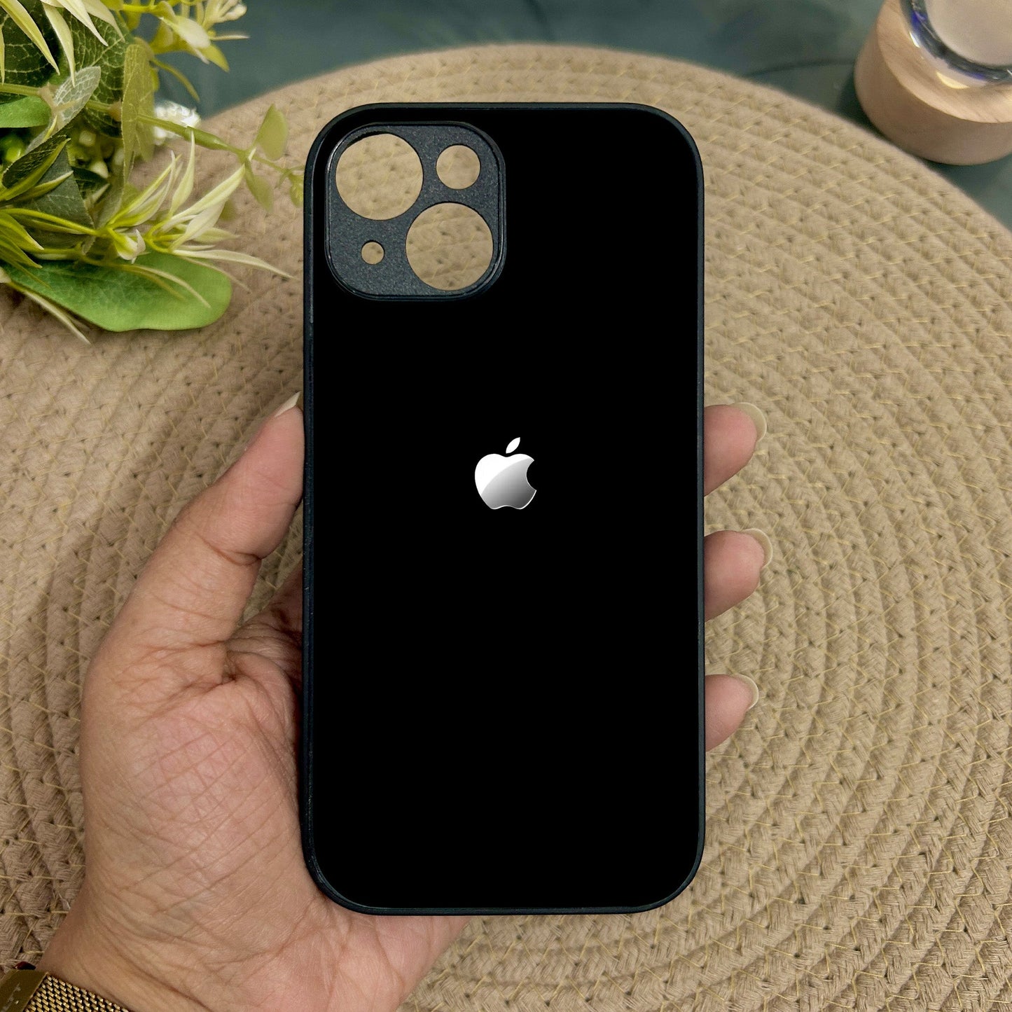 Black Metal Back Case for Apple Iphone 15 Plus