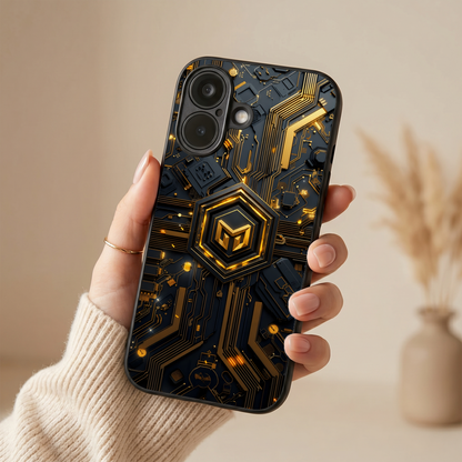 Gold Circuit Metal Back Case for Apple Iphone 17