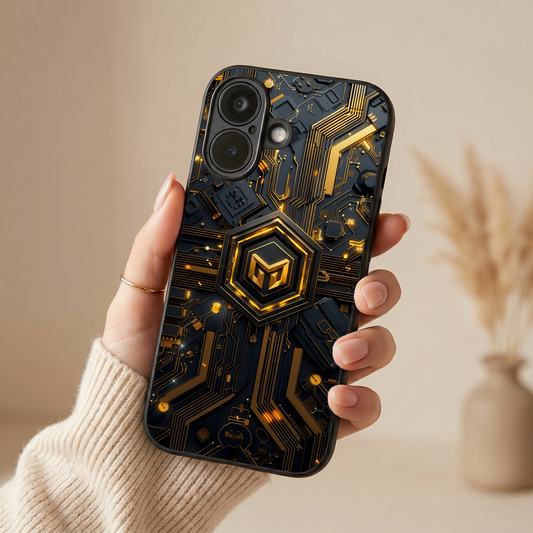 Gold Circuit Metal Back Case for Apple Iphone 17