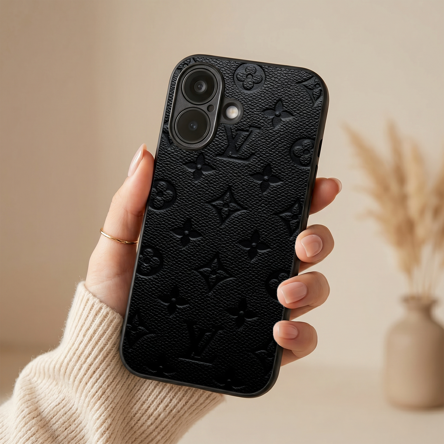Luxe Leather Metal Back Case for Apple Iphone 17