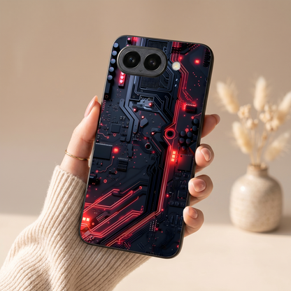 Red Surge Metal Back Case for Google Pixel 9A