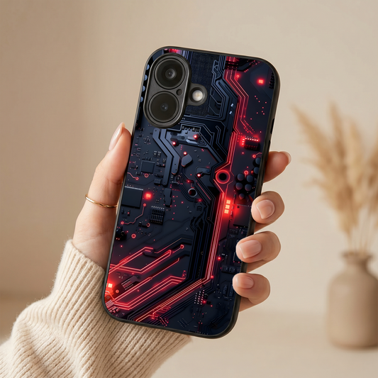 Red Surge Metal Back Case for Apple Iphone 17