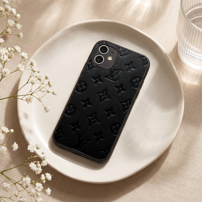Luxe Leather Metal Back Case for Apple Iphone 11