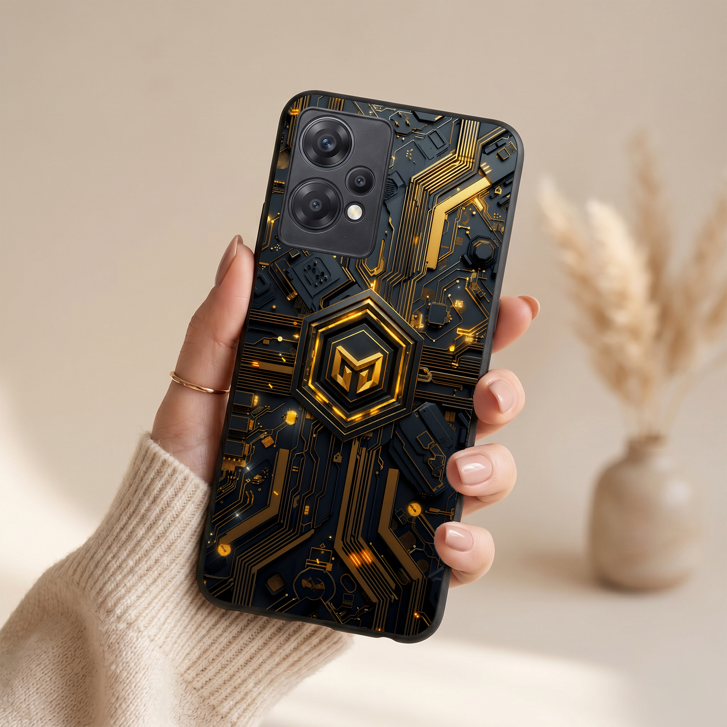 Gold Circuit Metal Back Case for Oneplus NORD CE 2 LITE 5G