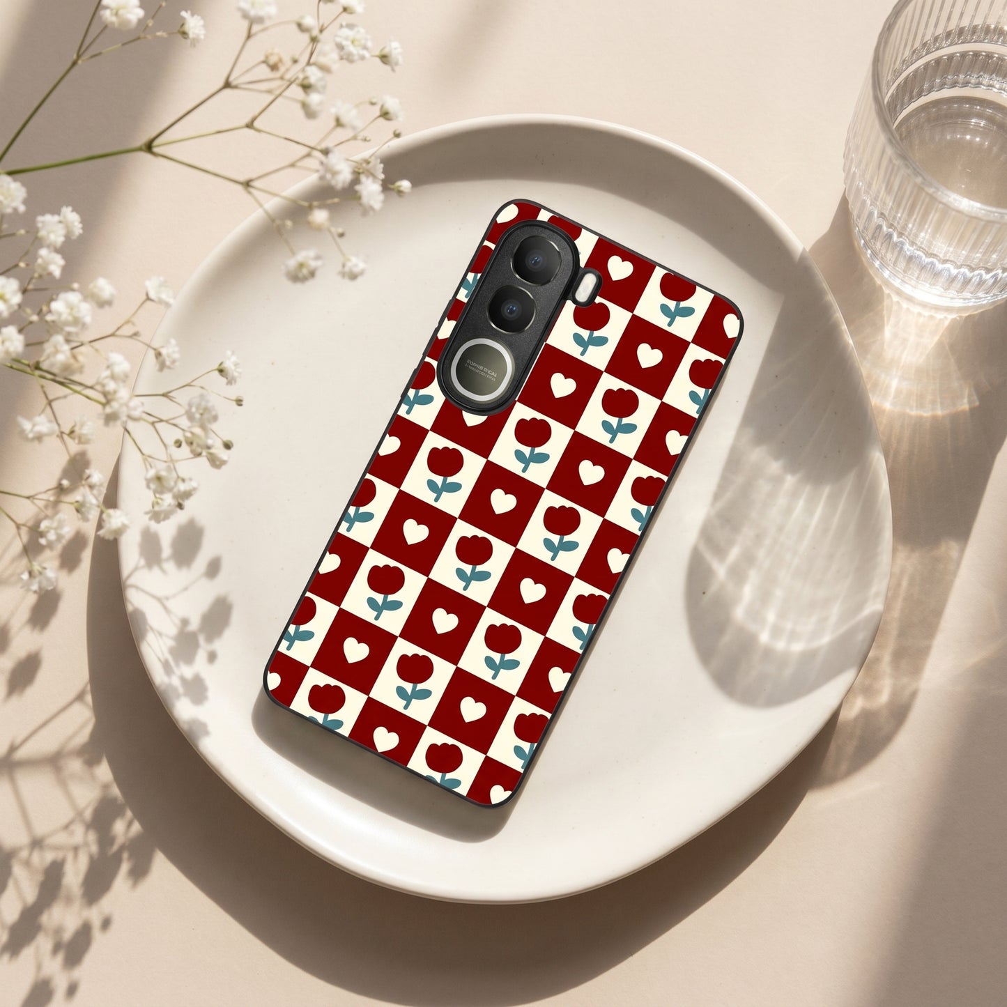 Rose Blocks Metal Back Case for VIVO Y300