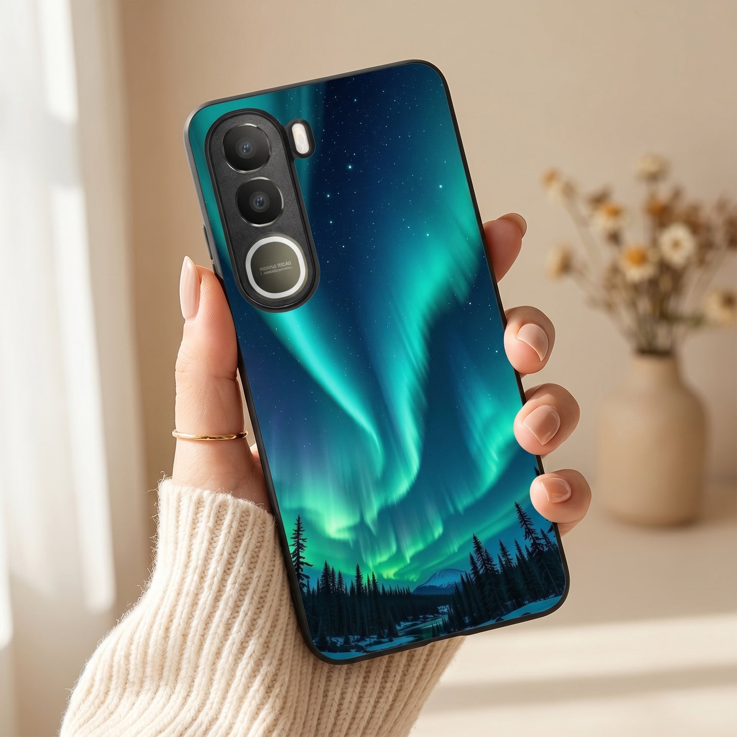 Aurora Borealis Metal Back Case for VIVO Y300
