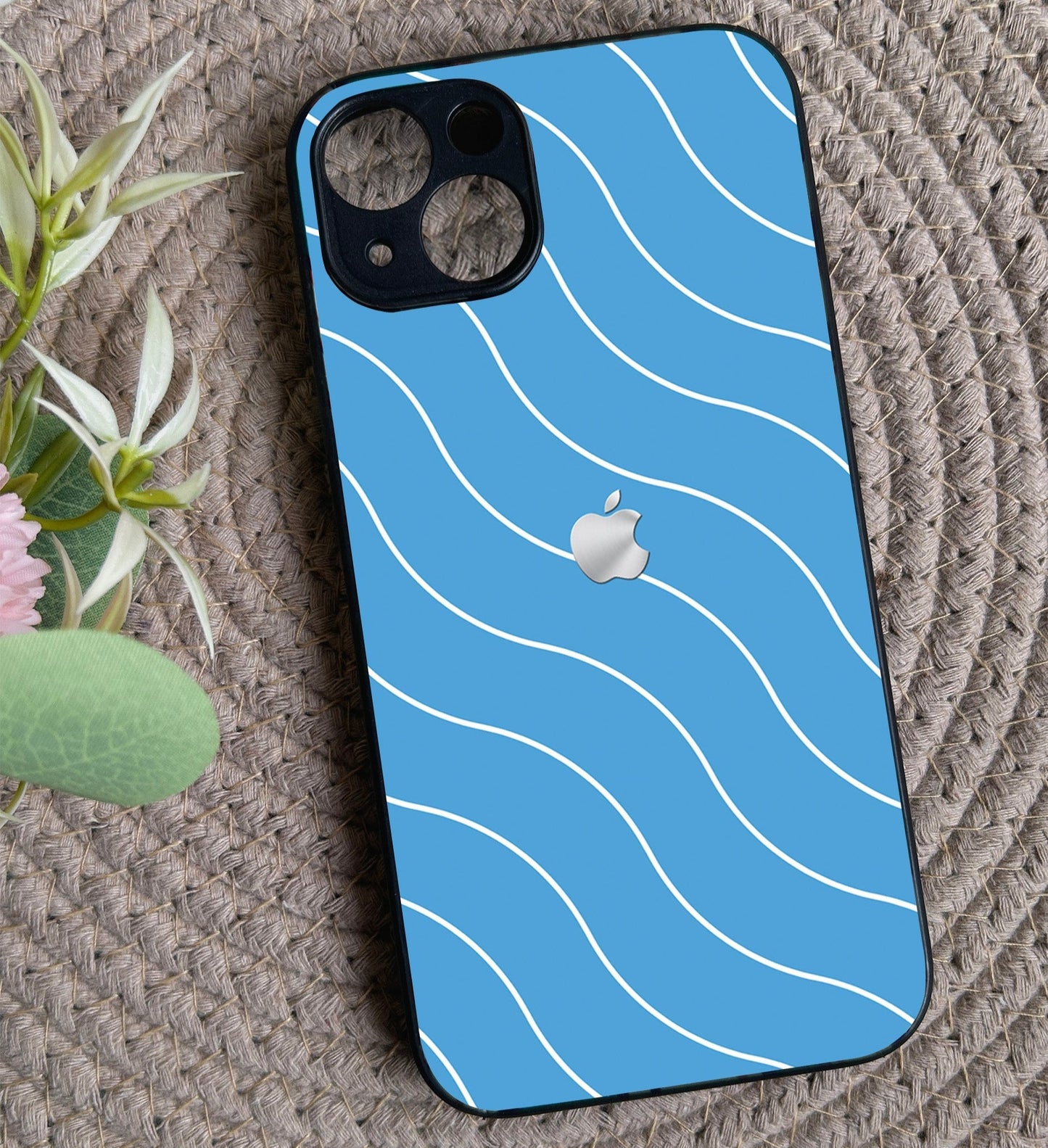 Blue Curvio Metal Back Case for Apple Iphone 14