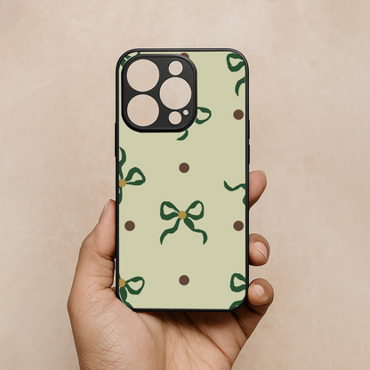 Matcha Bow Metal Back Case for Apple Iphone 15 Pro Max