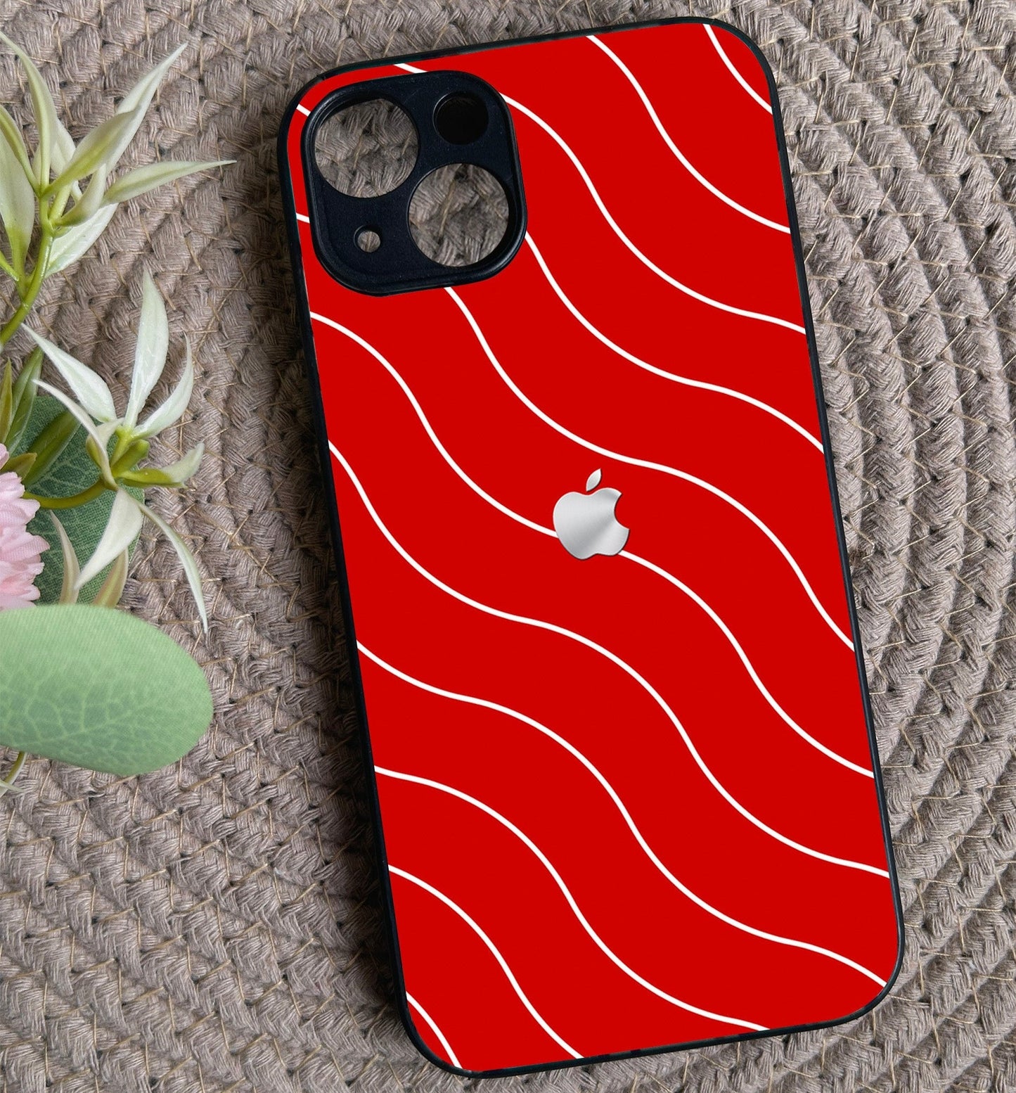 Red Curvio Metal Back Case for Apple Iphone 15