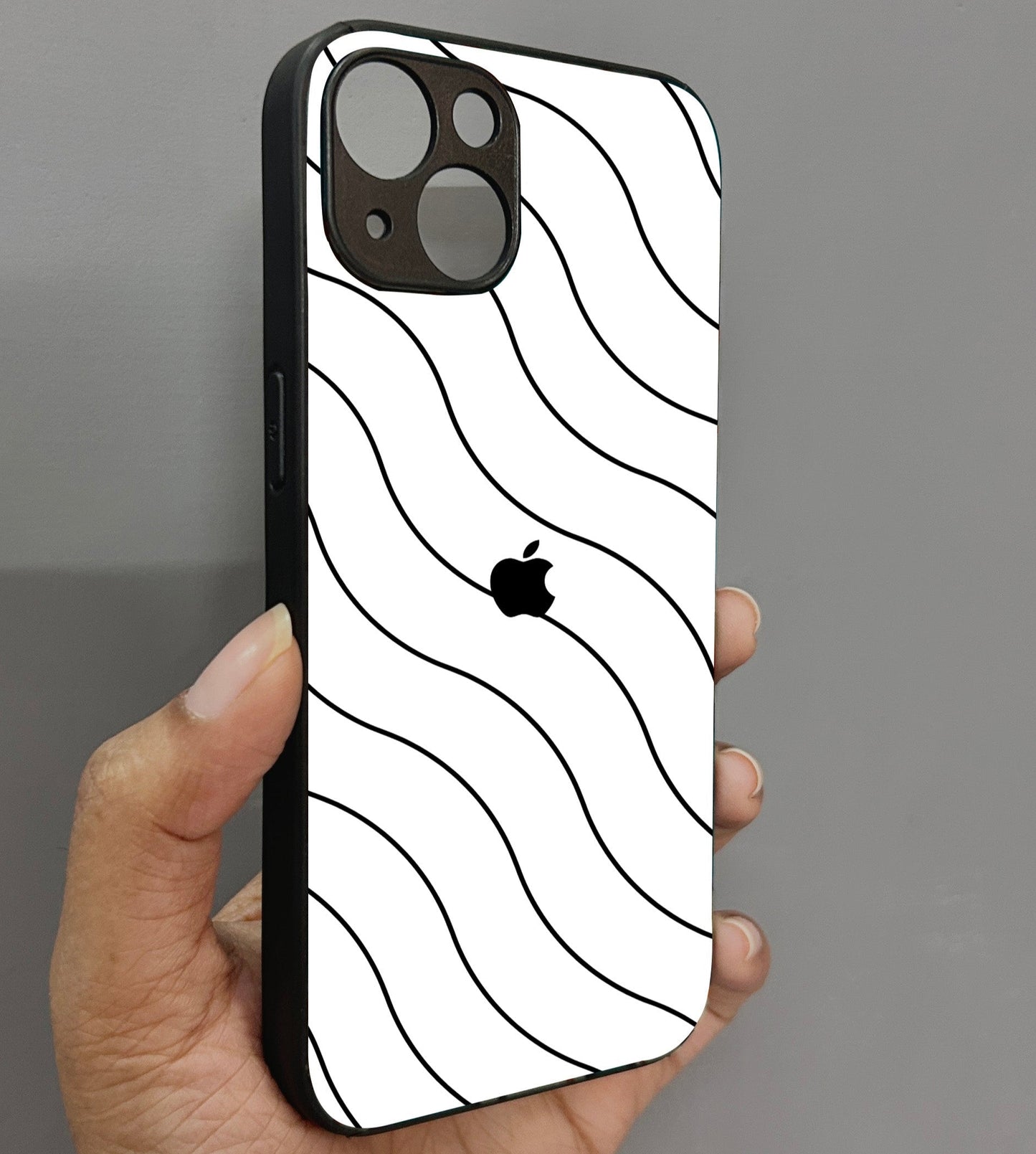 White Curvio Metal Back Case for Apple Iphone 14