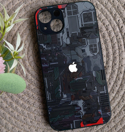 Circuit Crush Glossy Metal Back Case for Apple Iphone 13