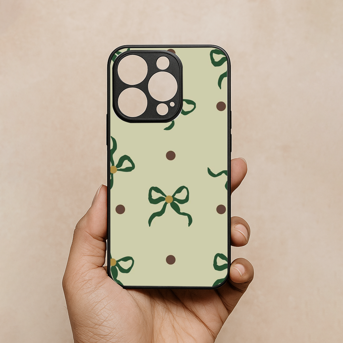 Matcha Bow Metal Back Case for Apple iPhone
