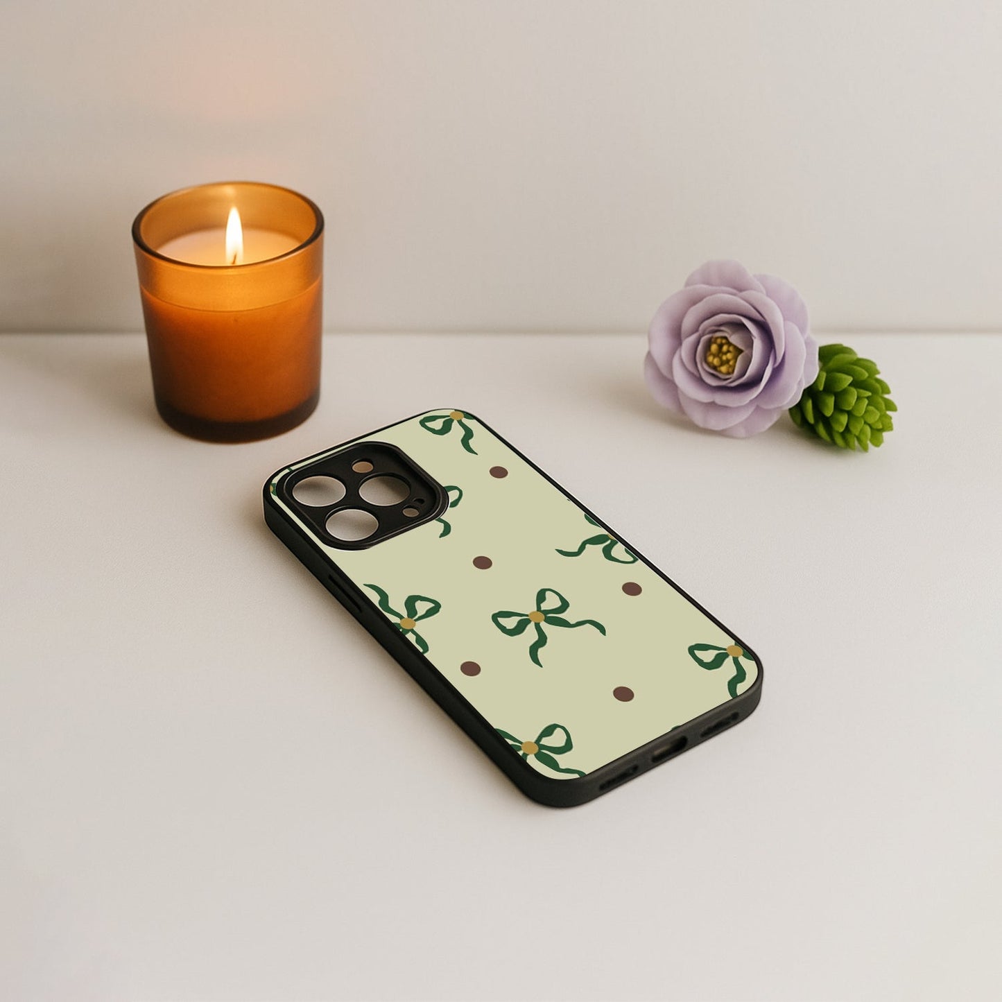 Matcha Bow Metal Back Case for Apple Iphone 16 Pro