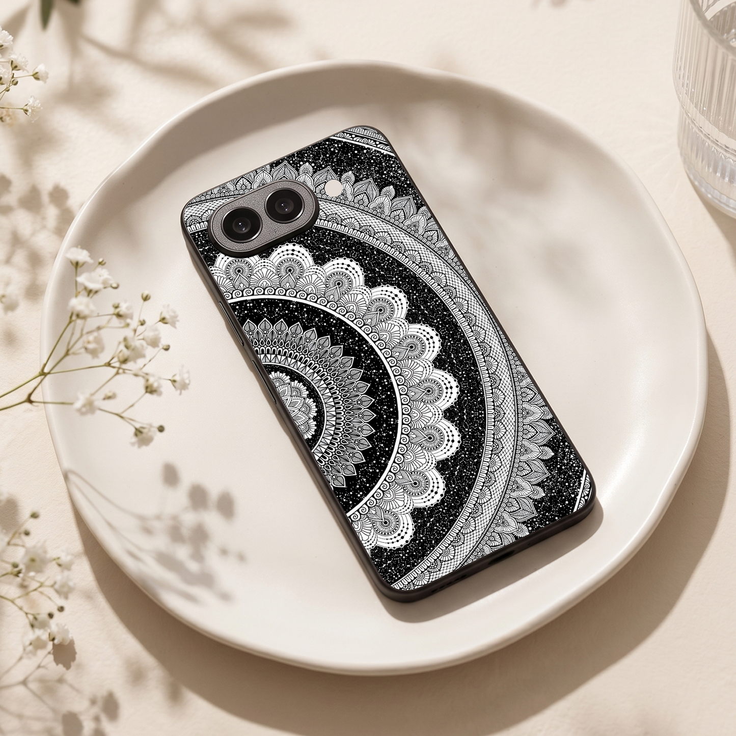 Moon Lace Metal Back Case for Google Pixel 9A