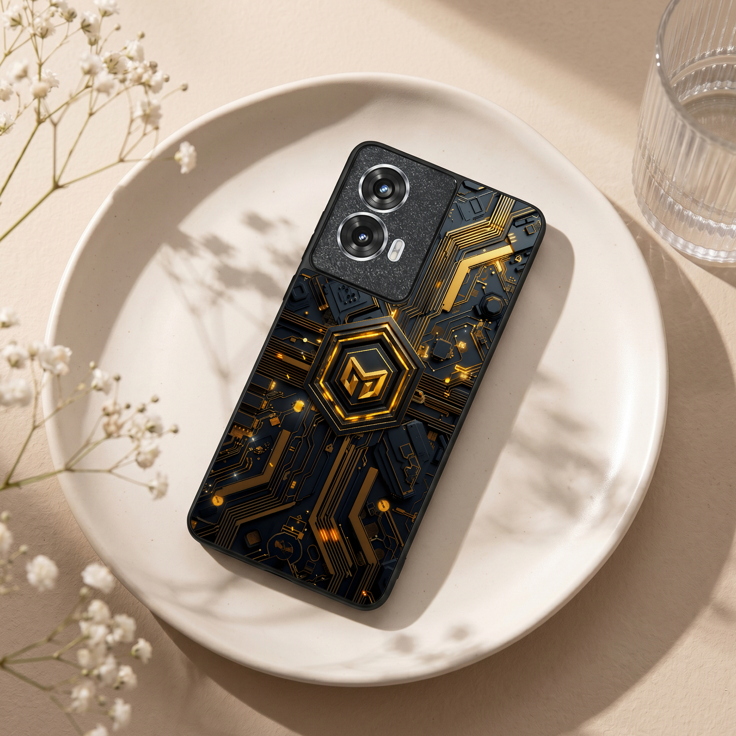 Gold Circuit Metal Back Case for Moto G85