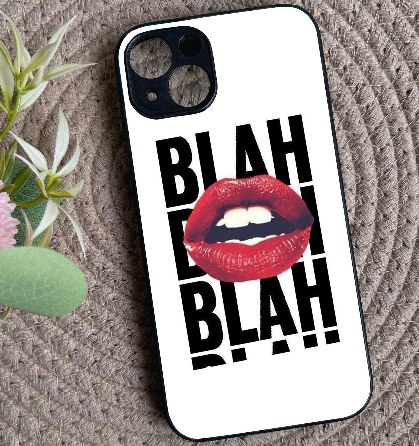 Blah Blah' Glossy Metal Back Case for Apple Iphone 13
