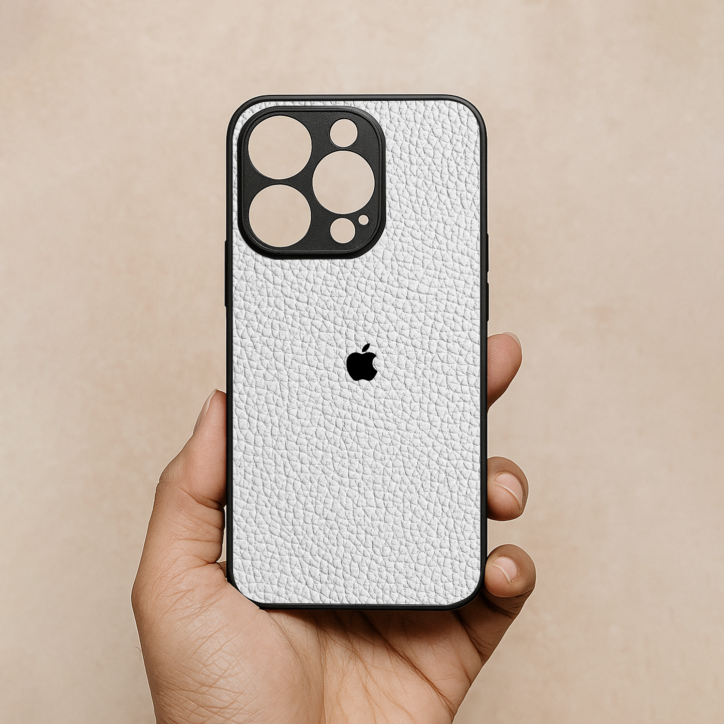 White Leather Metal Back Case for Apple Iphone 11 Pro Max