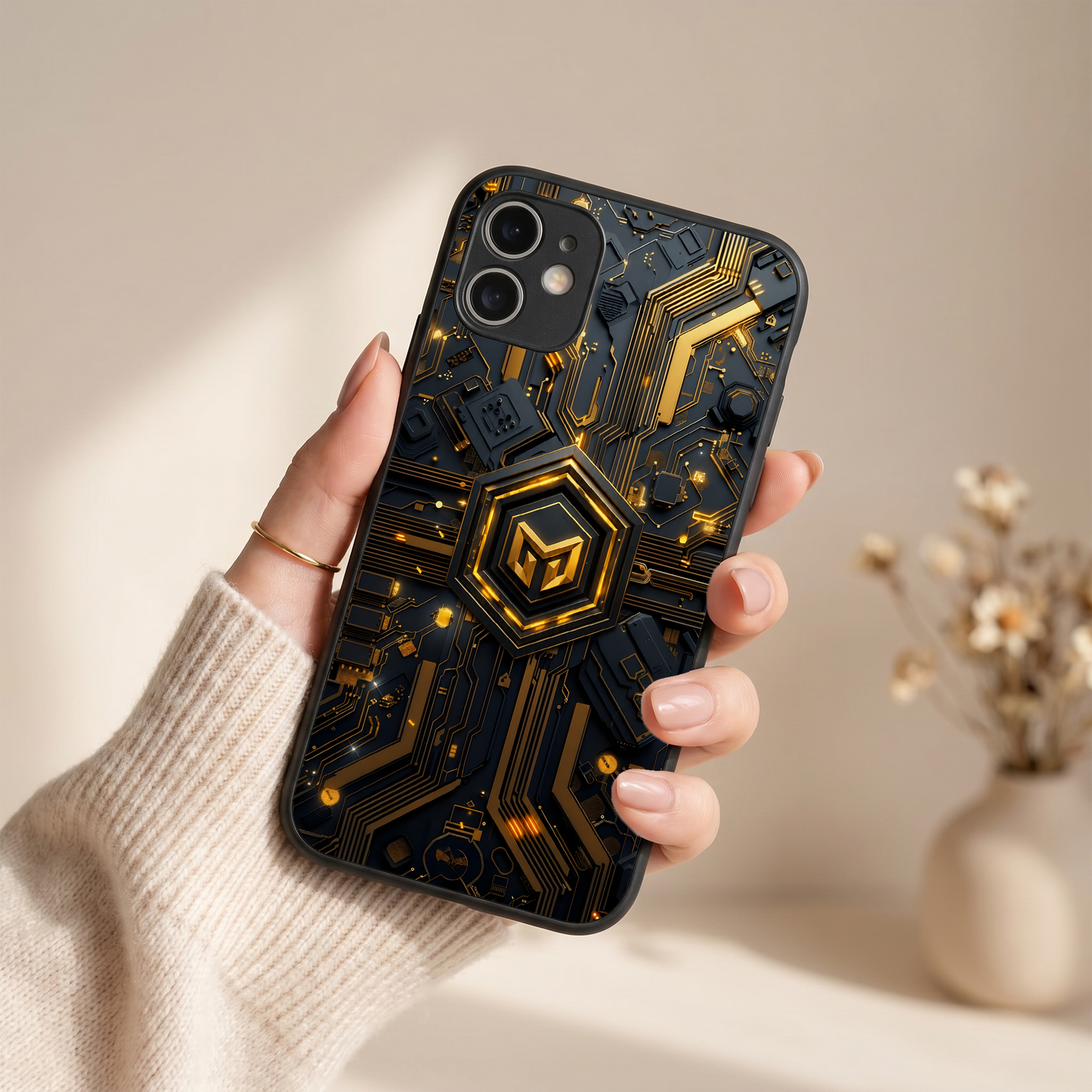 Gold Circuit Metal Back Case for Apple Iphone 11