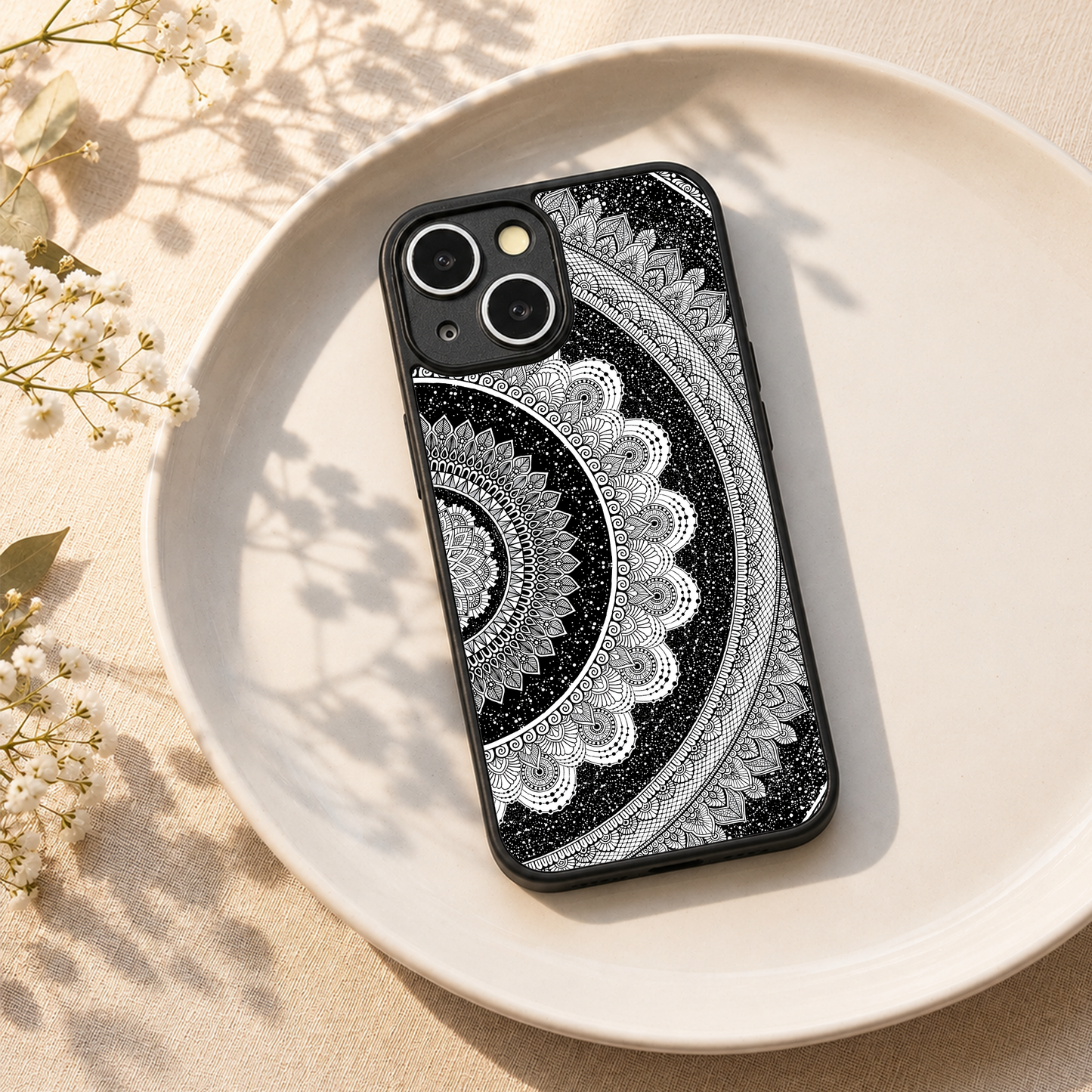 Moon Lace Metal Back Case for Apple Iphone 13