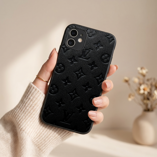 Luxe Leather Metal Back Case for Apple Iphone 11
