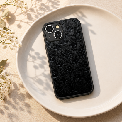 Luxe Leather Metal Back Case for Apple Iphone 13