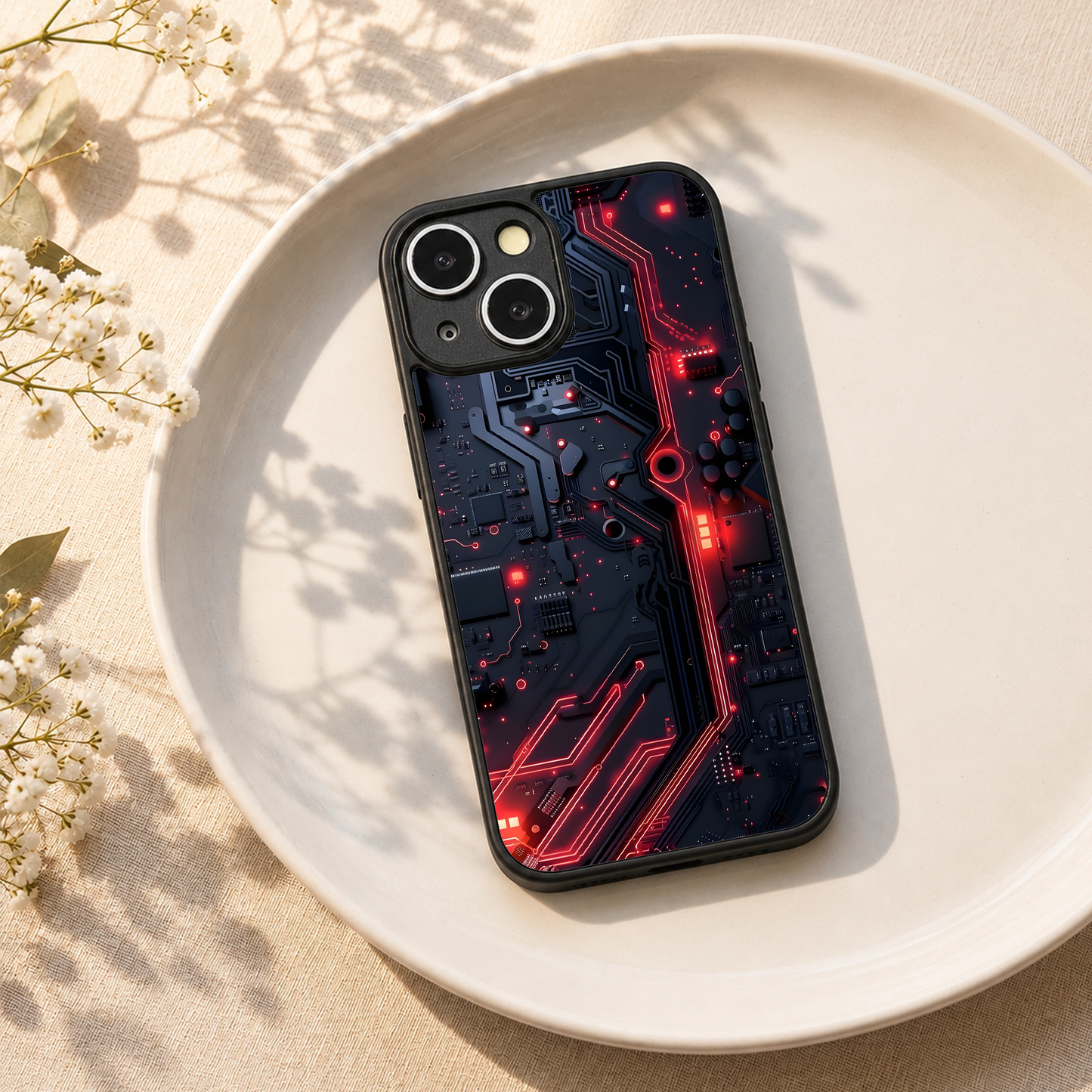 Red Surge Metal Back Case for Apple Iphone 13