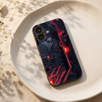 Red Surge Metal Back Case for Apple Iphone 17