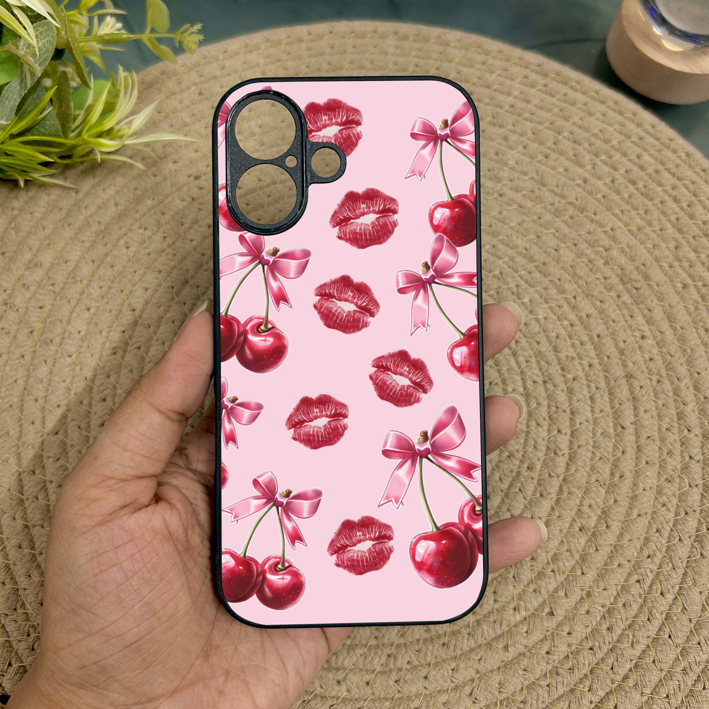 Cherry Lips Metal Back Case for Apple Iphone 16