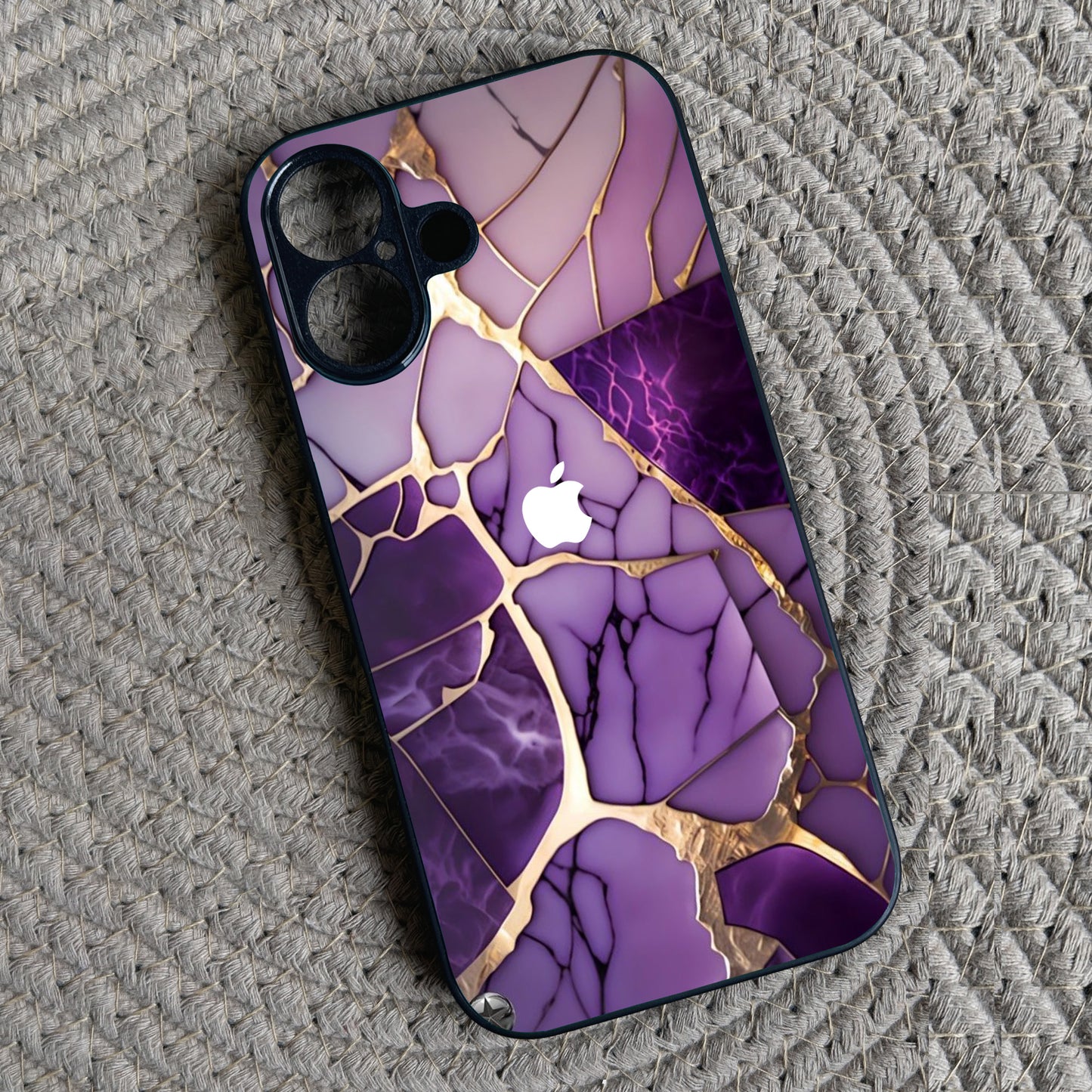 Violet Shatter Metal Back Case for Apple Iphone 16