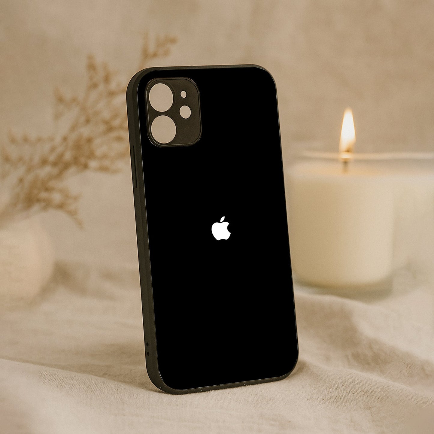 Black Metal Back Case for Apple Iphone 12