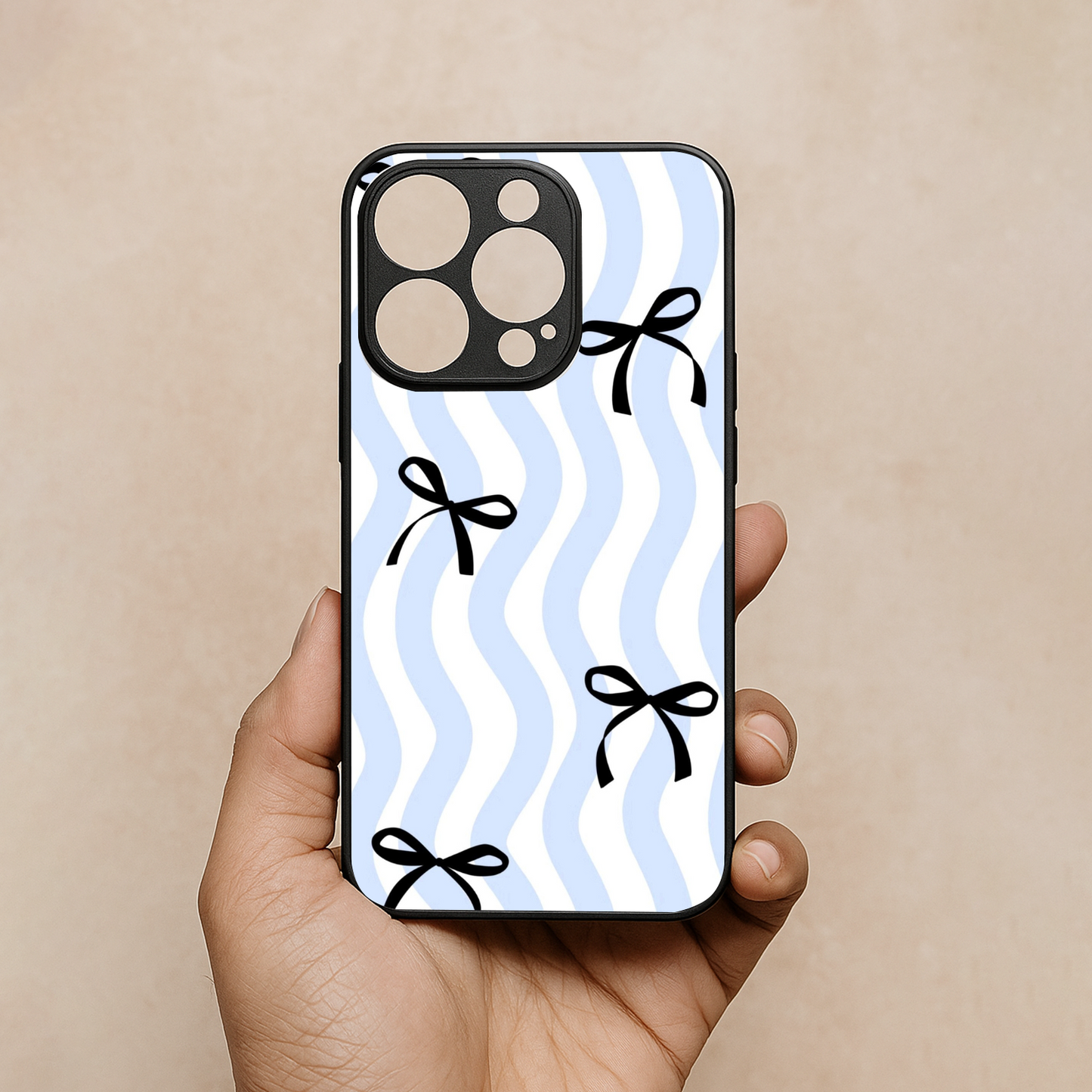 Wave Bow Metal Back Case for Apple Iphone 15 Pro Max