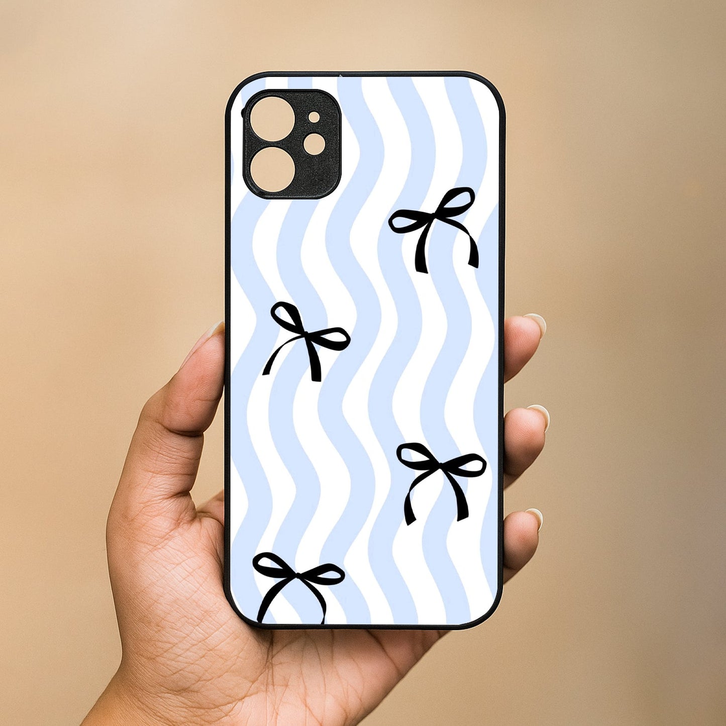 Wave Bow Metal Back Case for Apple Iphone 12