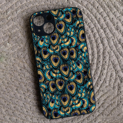 Peacock Feathers Metal Back Case for Apple Iphone 14 Plus