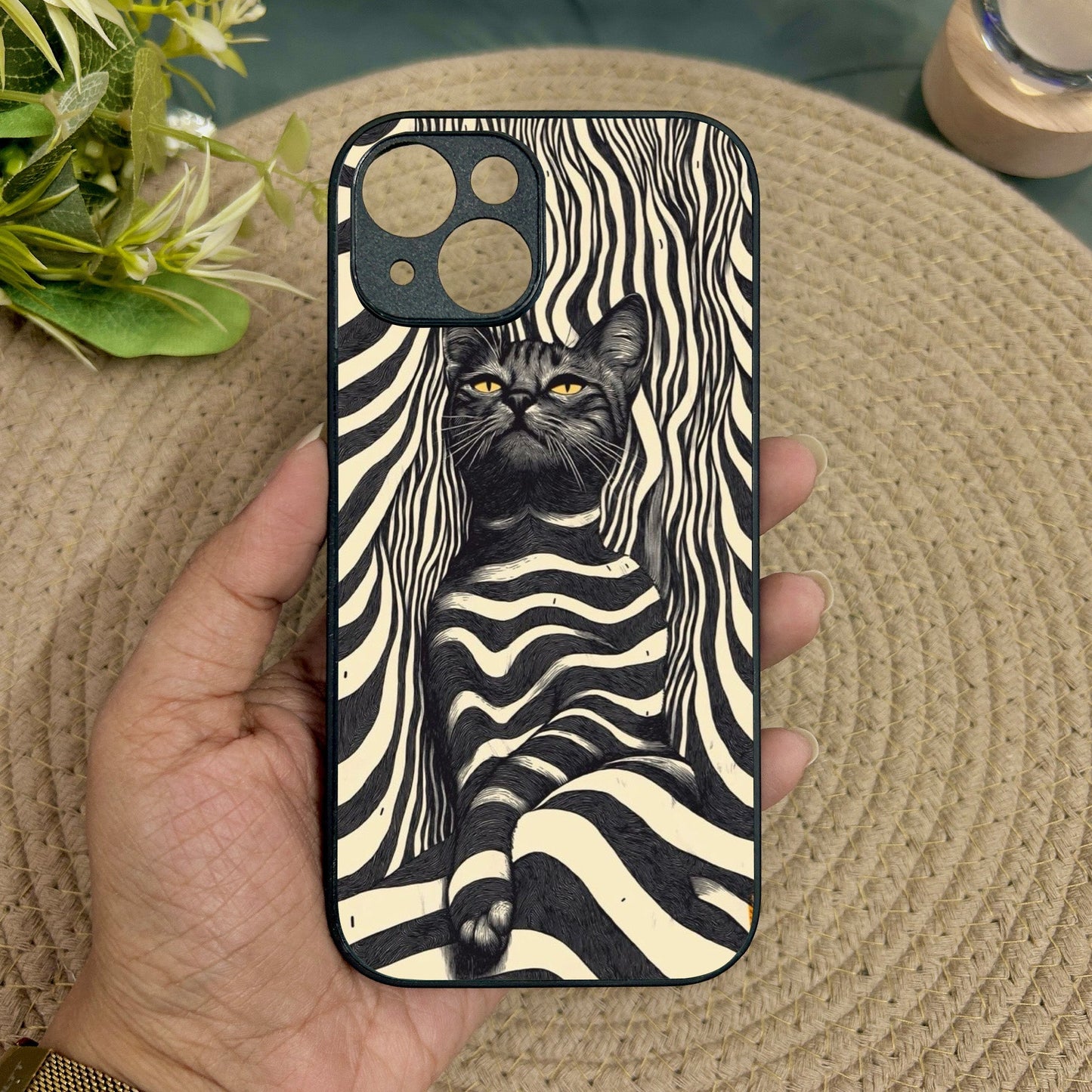 Cosmic Cat Metal Back Case for Apple Iphone 14 Plus