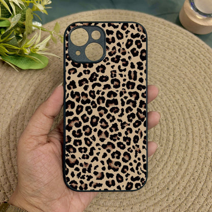Cheetah Print Metal Back Case for Apple Iphone 14 Plus