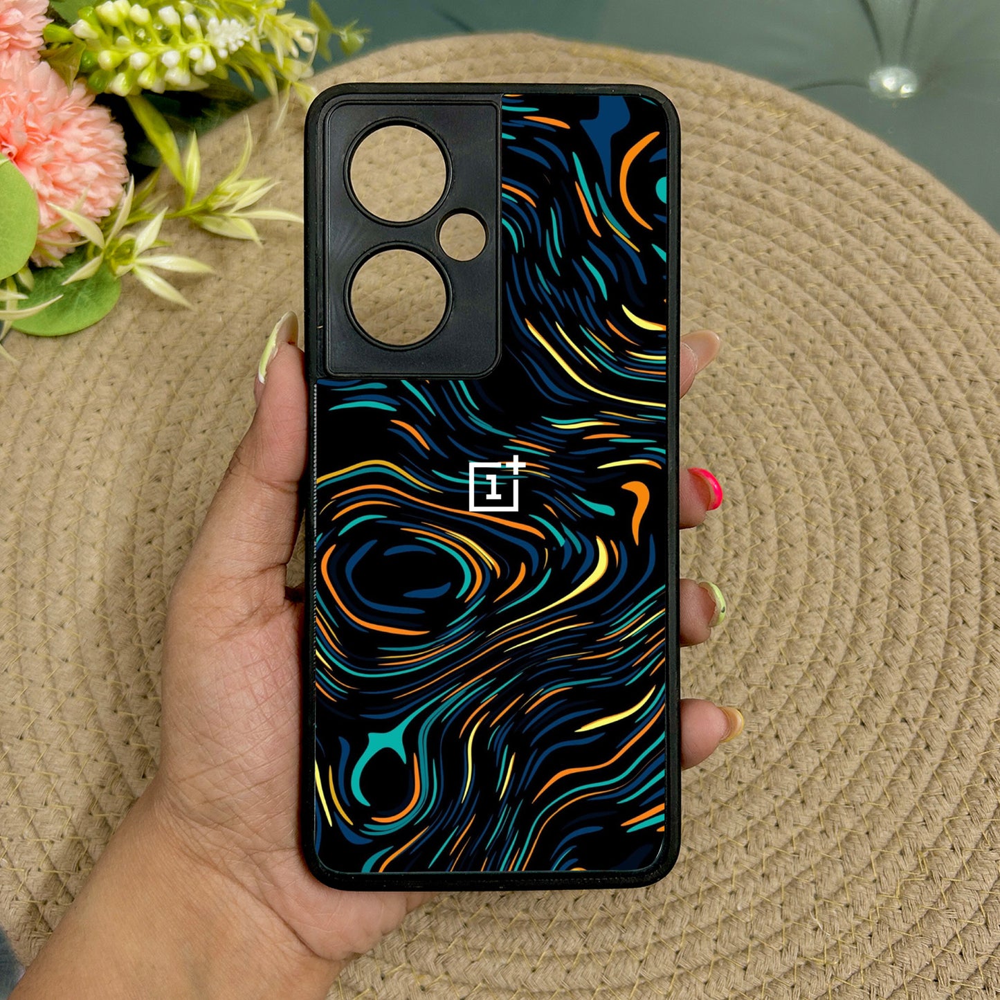 Glow Lines Glossy Metal Back Case for Oneplus Nord CE 3 Lite (5G)