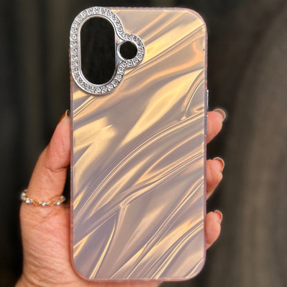 Rose Gold Diamond Studded Silicone case for Apple Iphone 16