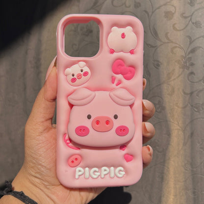 Peppa Pig Pop Socket Silicone Case for Apple iPhone