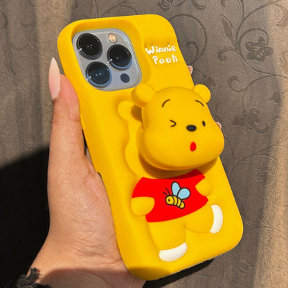 Winnie Pooh Pop Socket Silicone case for Apple Iphone 16 Pro