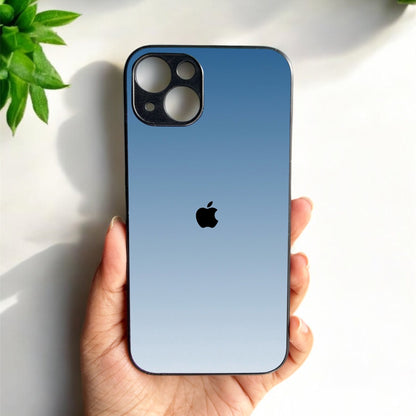 Icy Blue Glossy Metal Back Case for Apple iPhone